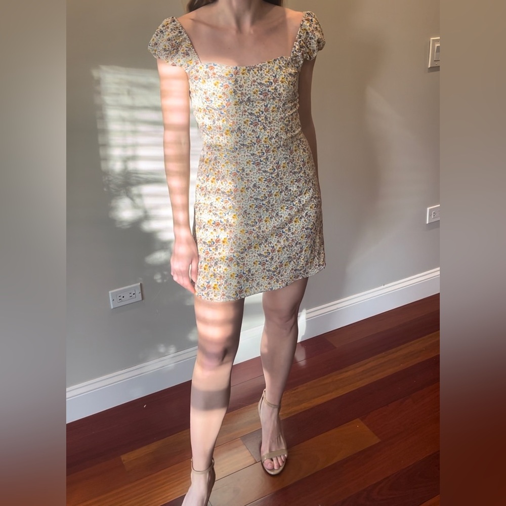 French Connection milkmaid floral mini dress